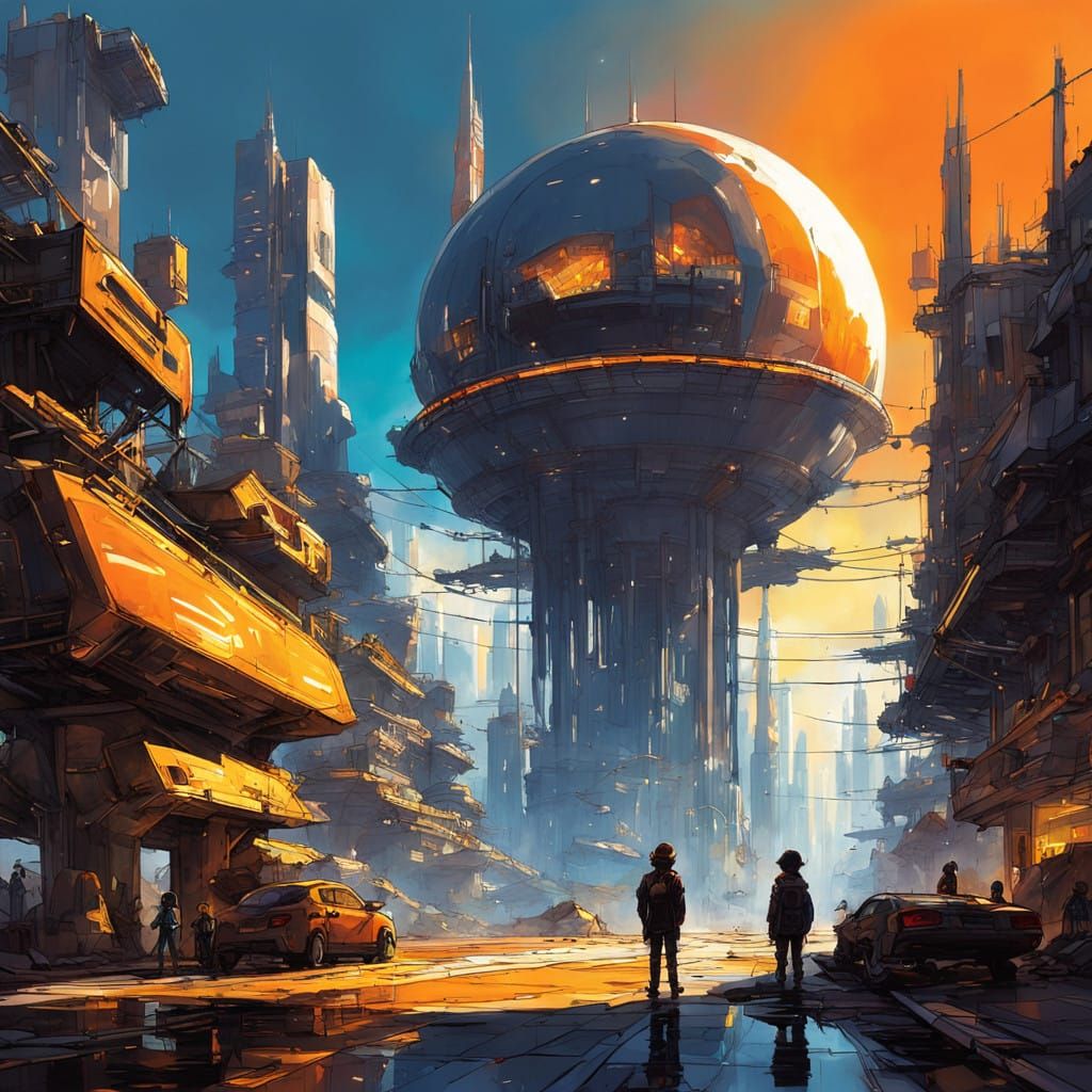 City of Tomorrow in Cyberpunk Style