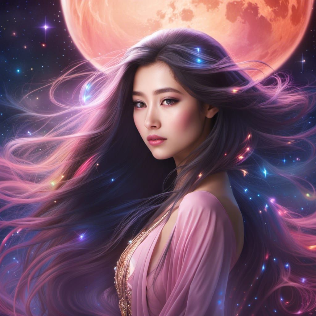 Celestial Princess Portrait in Pastel Colors