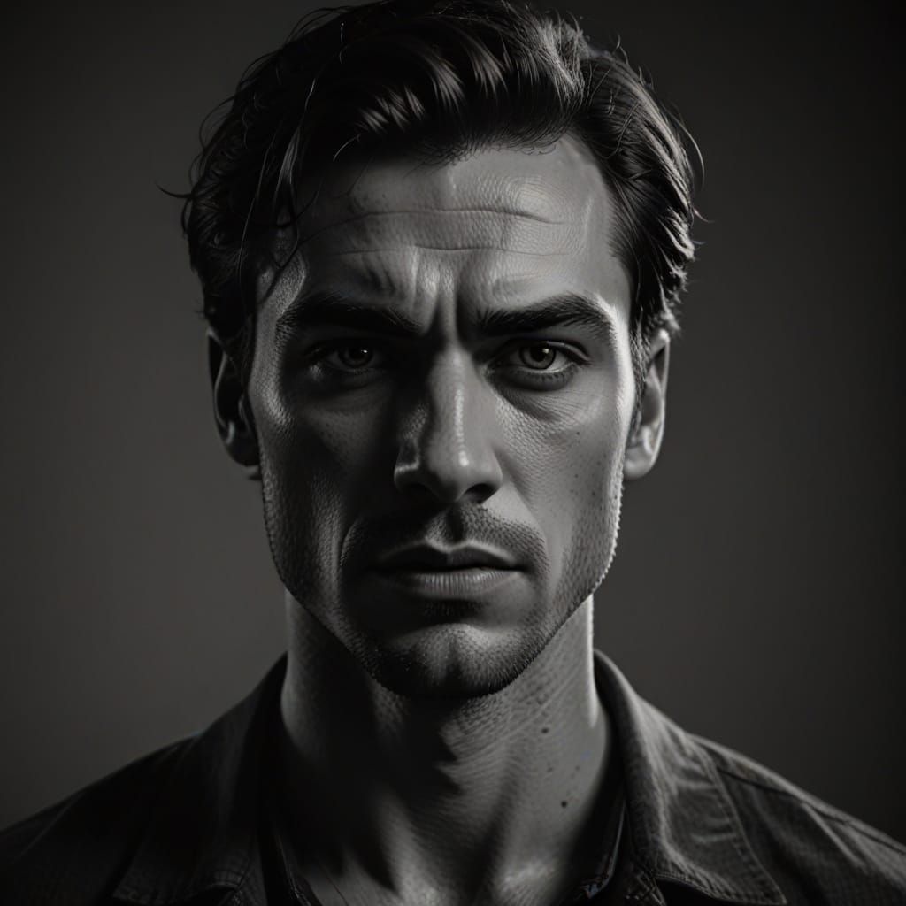 Dramatic Black And White Portrait of Contempt