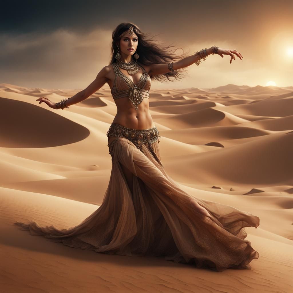 Belly Dancer in Desert Sand: Digital Matte Painting