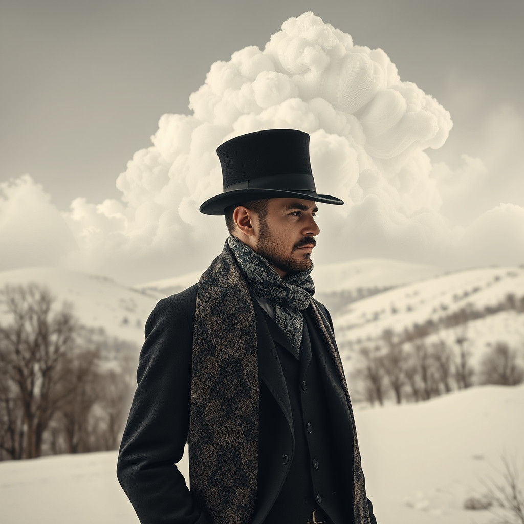 Winter Gentleman in Double Exposure Style