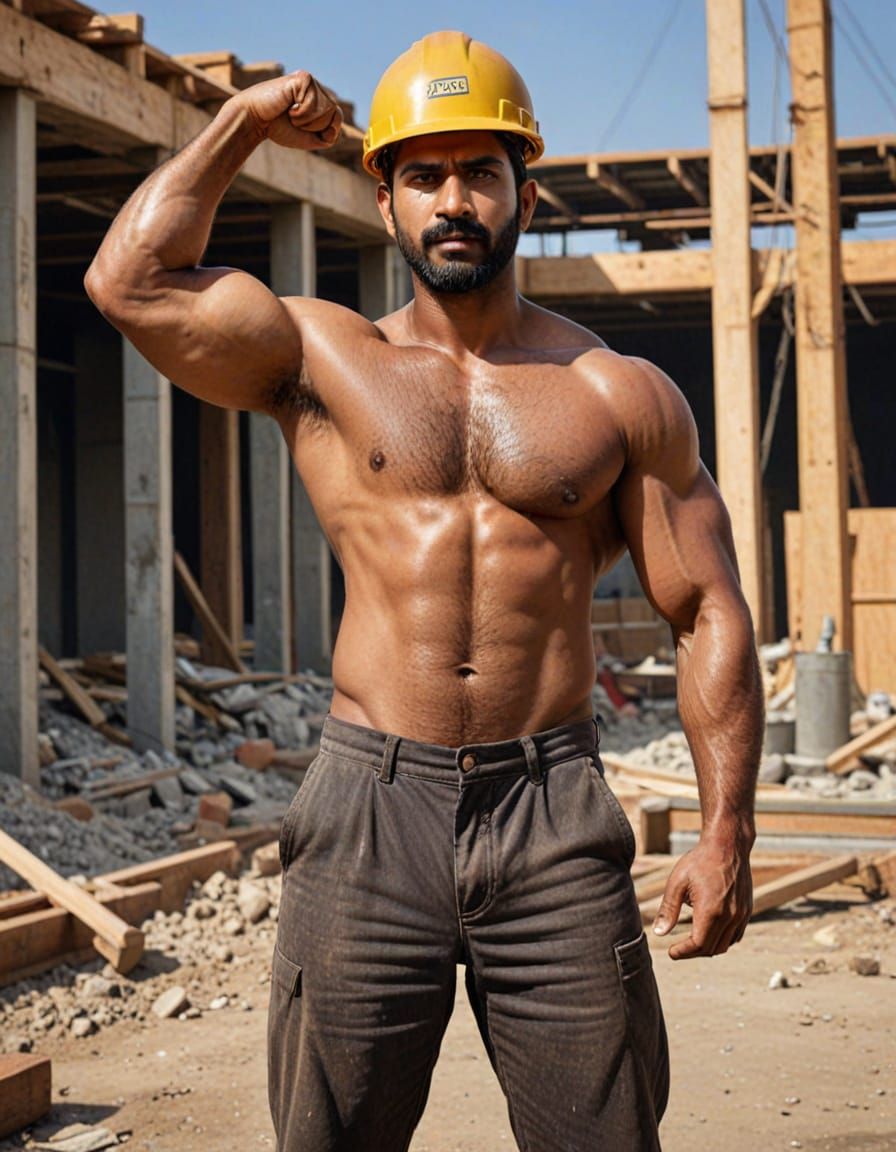 South Asian Construction Worker in Hyper-Realistic Portrait