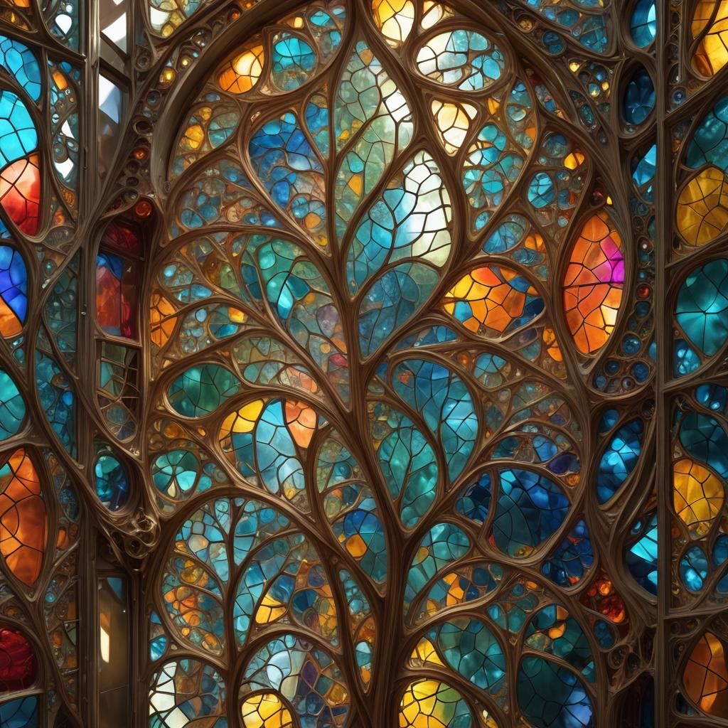 Ethereal Fractal Stained Glass Elegance
