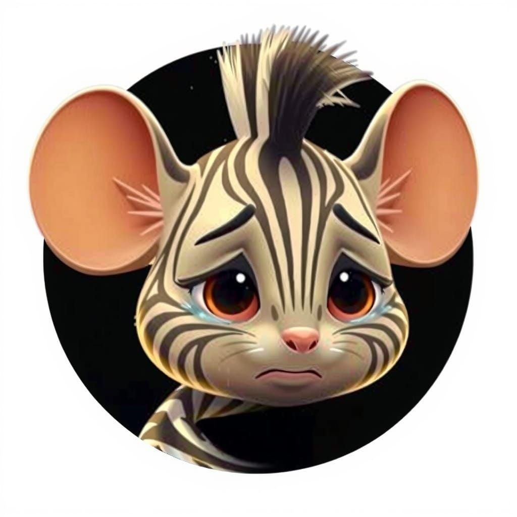 A 3d pixar style cute adorable beautiful baby zebra mouse, with sweet face, enormous brown eyes, giant smile