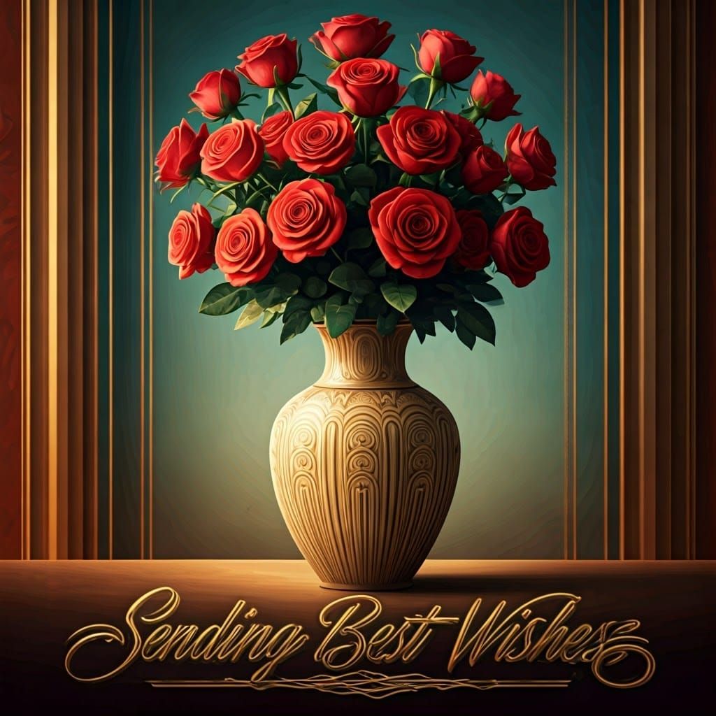 Art Deco Travel Poster of Roses with Logo