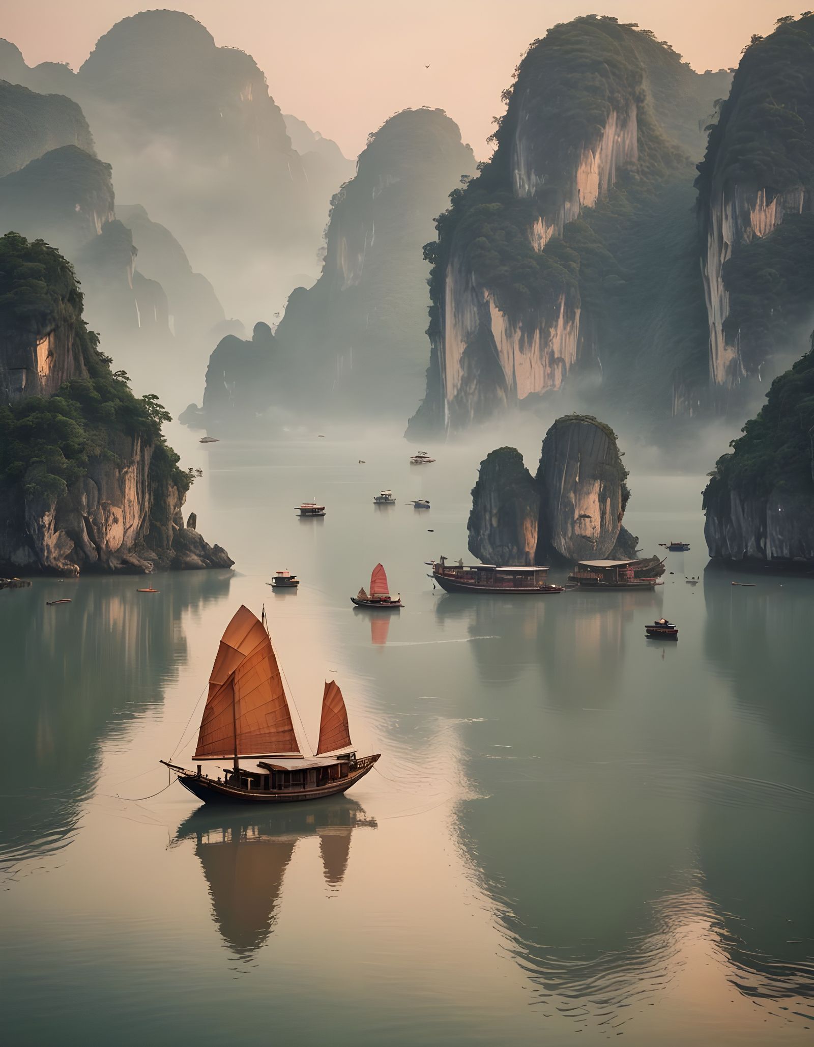 Junk boats in Vietnam