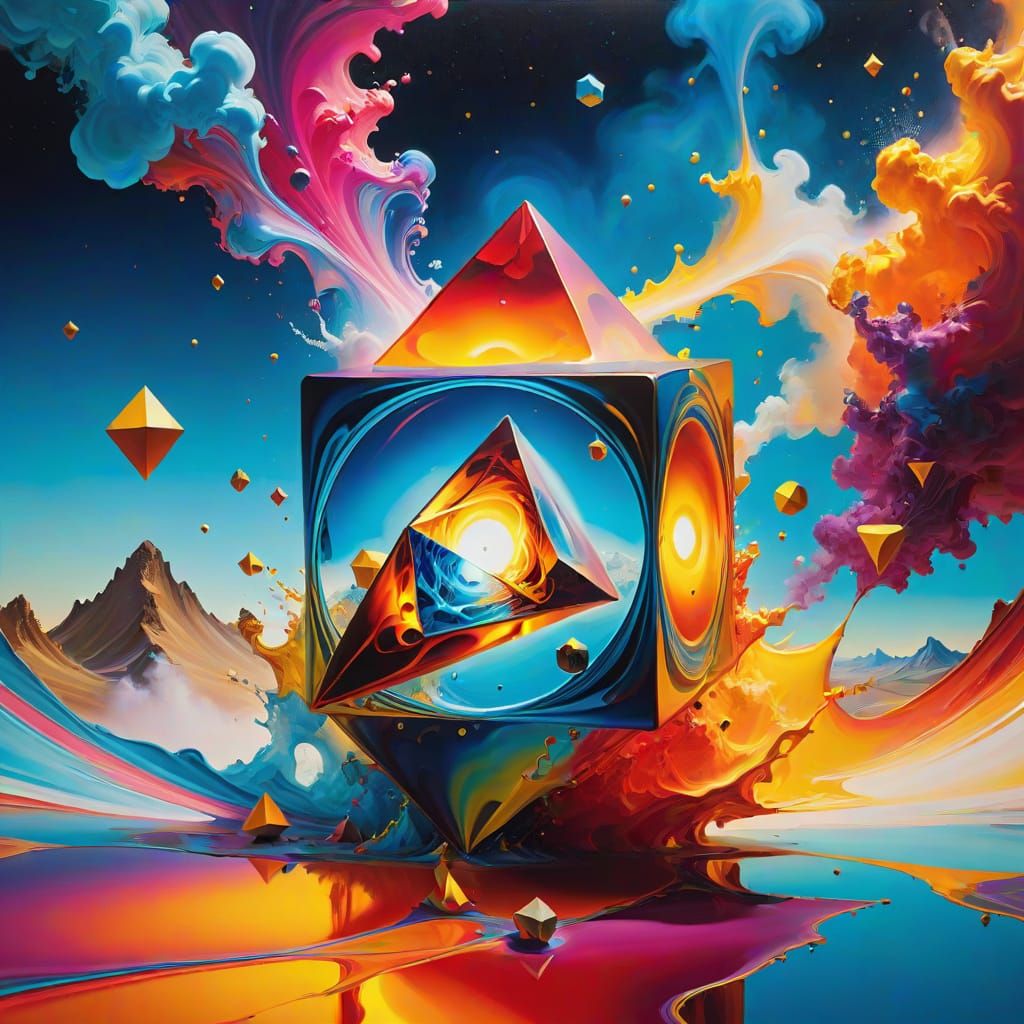 Ethereal Cosmic Convergence in Vibrant Surrealism