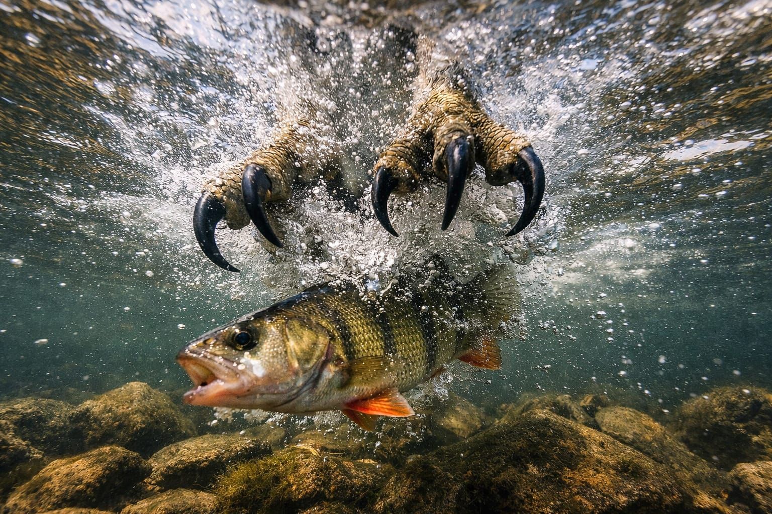 Osprey Talons Splash Down for Fish Realistic Photo