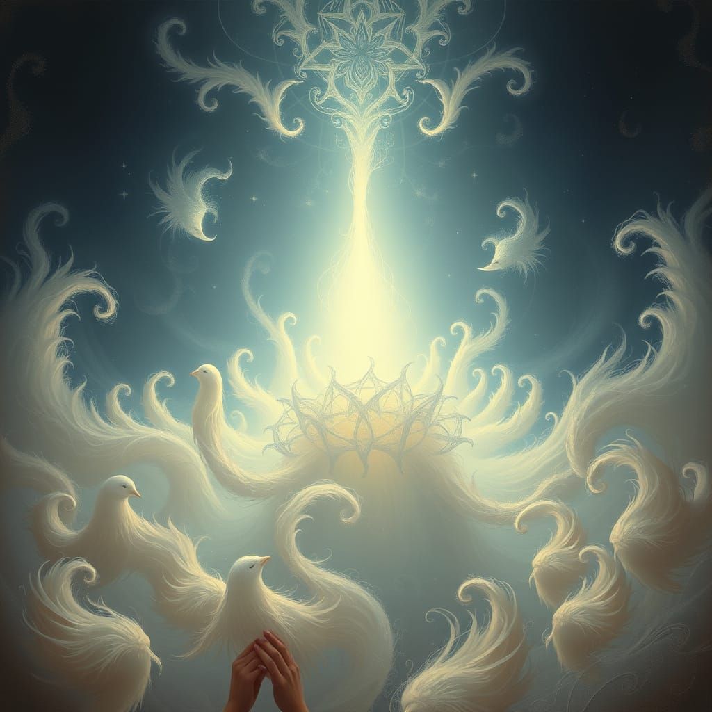 Sacred Ethereal Landscape in Whimsical Style