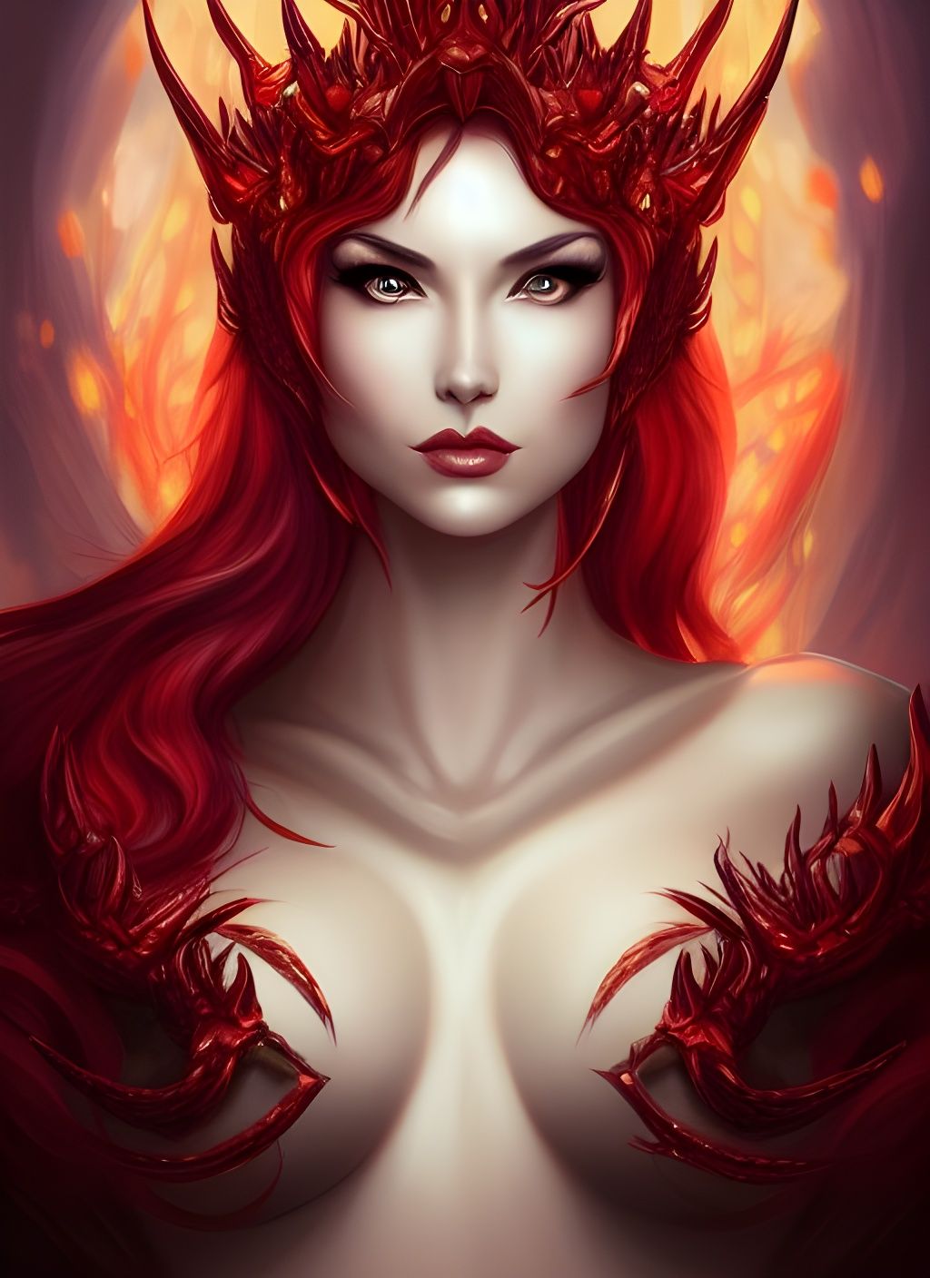 Fantasy Dragon Queen Portrait in Digital Art Style