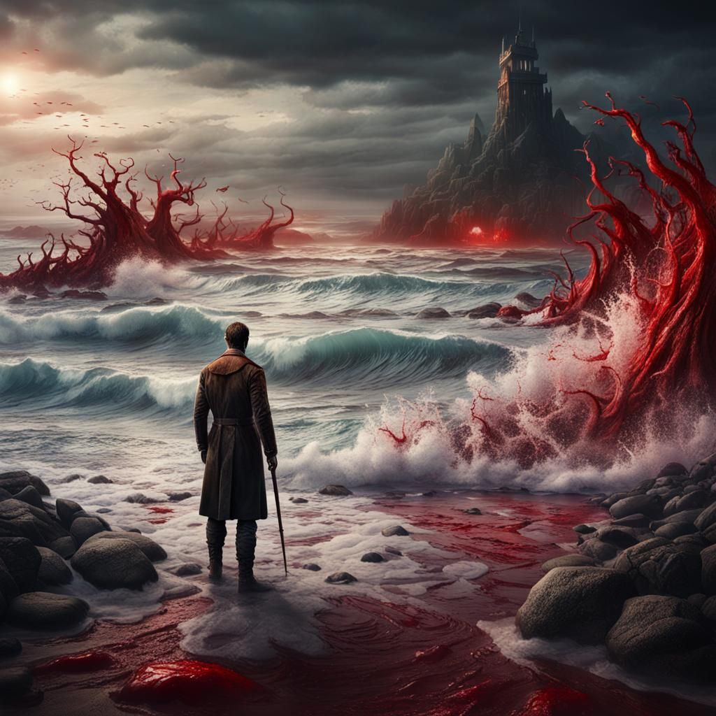 Bloody Beach: Solitary Figure in a Matte Painting