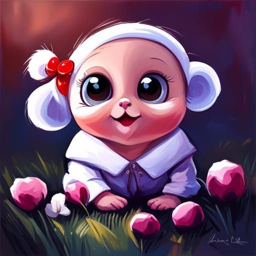 Sweet Adorable Creature Oil Painting