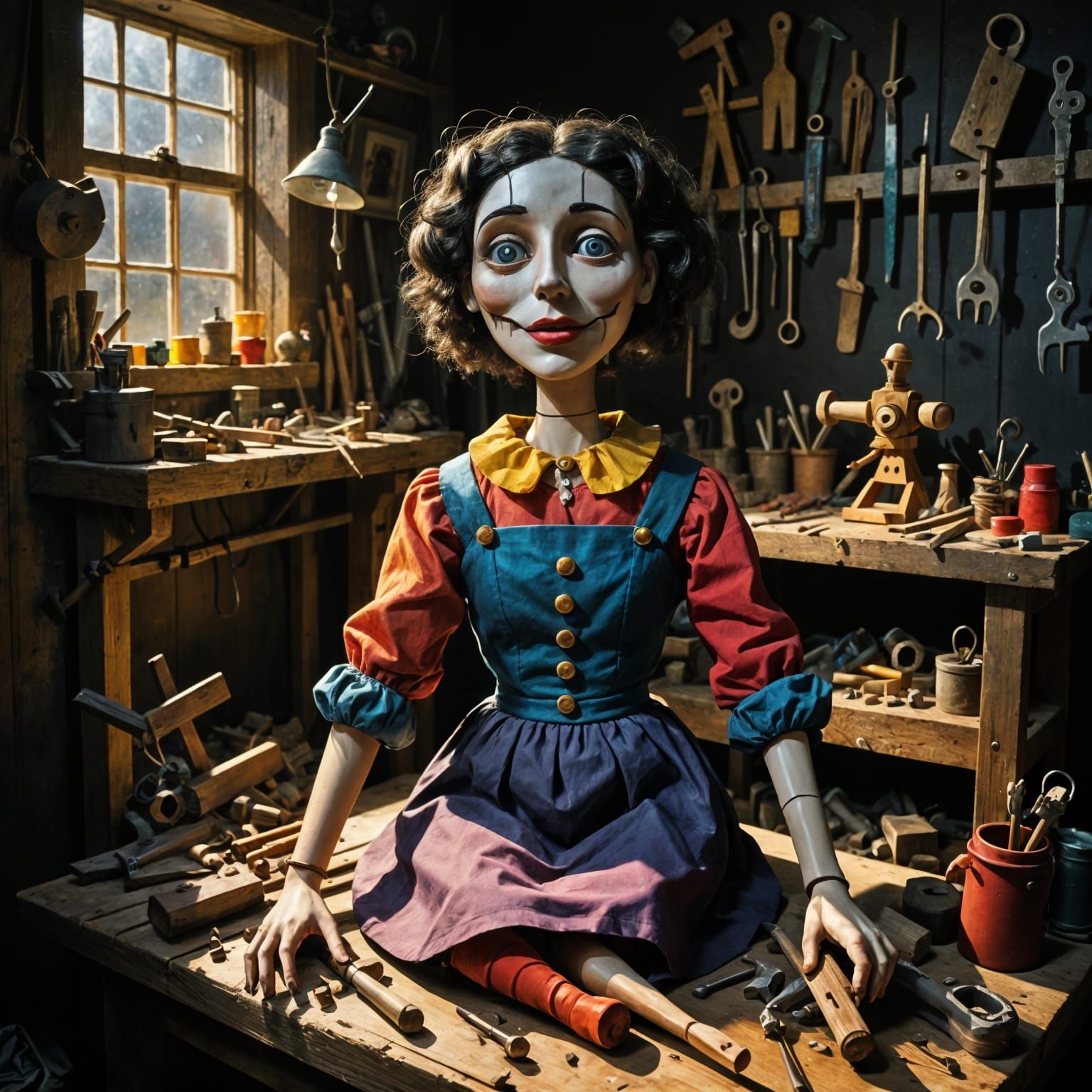 Wooden Puppet Seeks Hope in Dark Workshop