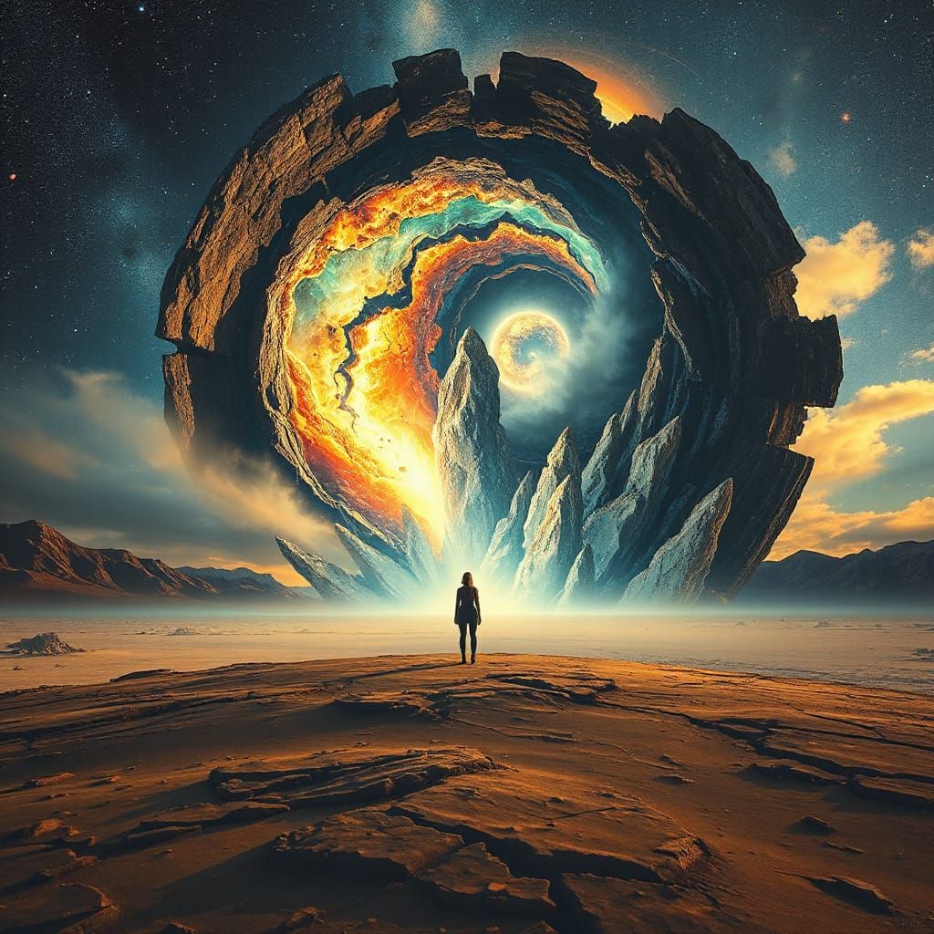 Cosmic Vortex Rips Reality Over Desolate Plain