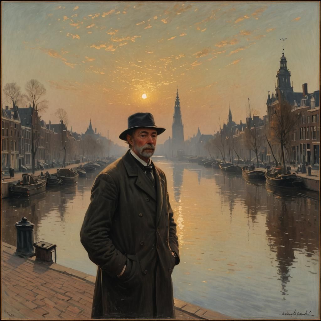 Amsterdam Sunrise in Impressionist Style