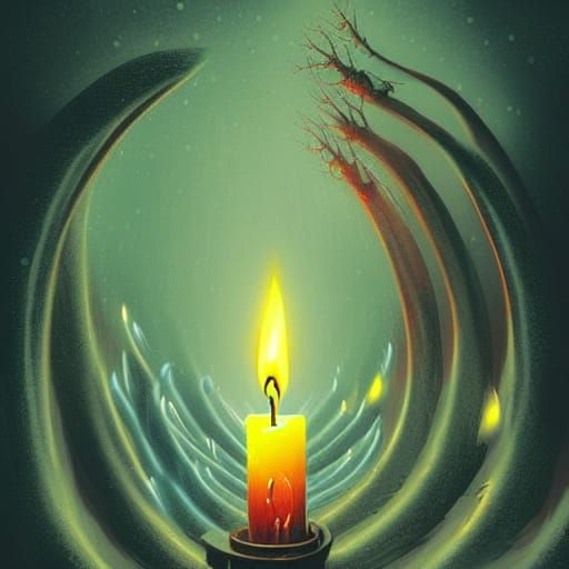 Rainy Candle Flame in Pop Art Style