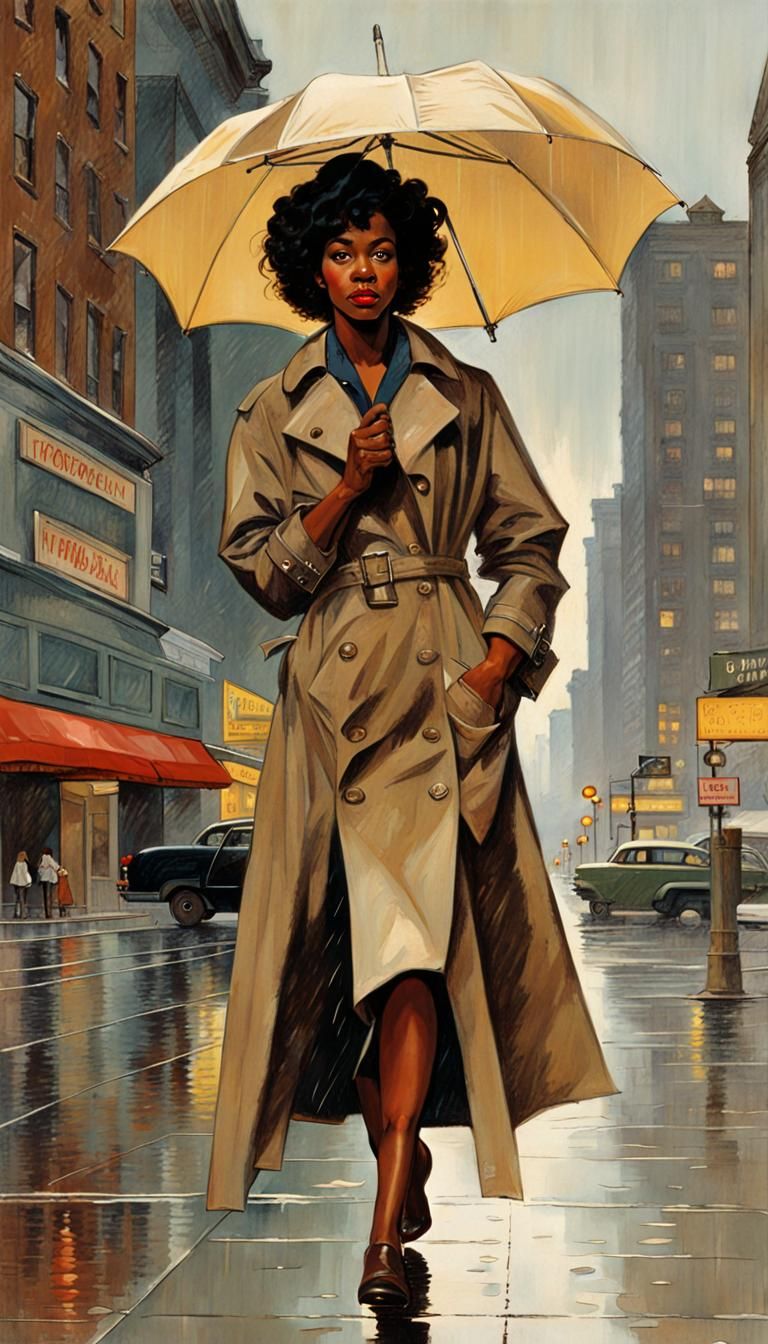 Walking in the middle of the rain.