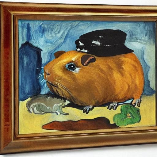 Guinea Pig Art Inspired by Kokoschka and Dali