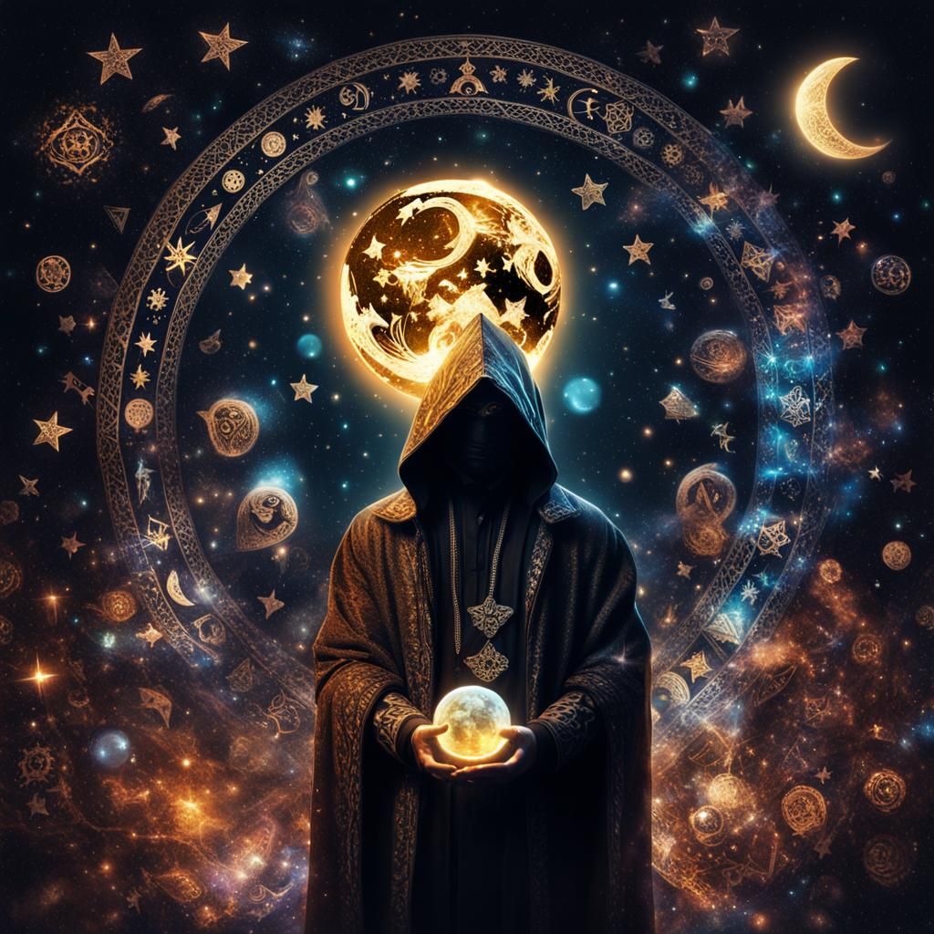 Mysterious Man Holding the Glowing Globe