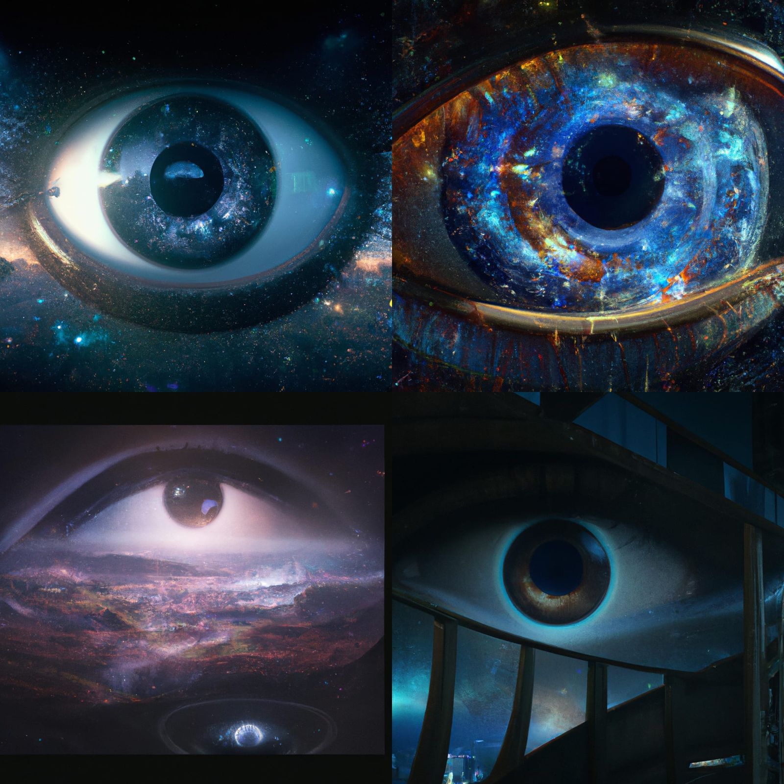 Eye Over Dark Universe: Dystopian Sci-Fi Art