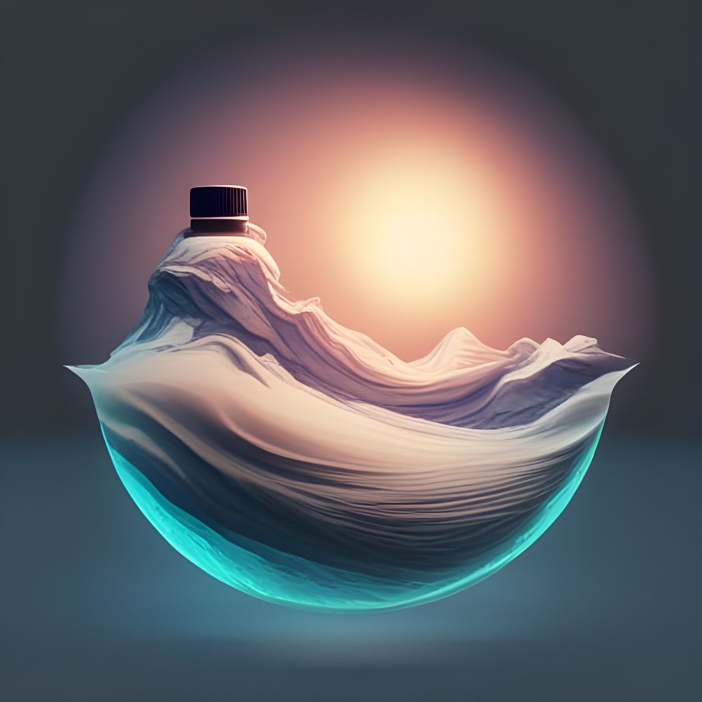 Ocean Water Swirl in Glass Bottle: Digital Art