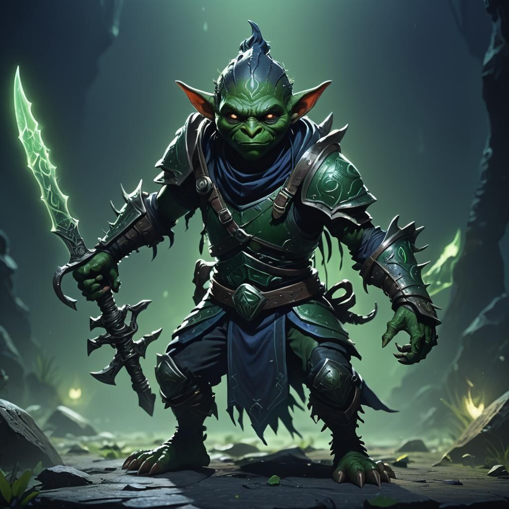 Dark Goblin Assassin with Glowing Runes