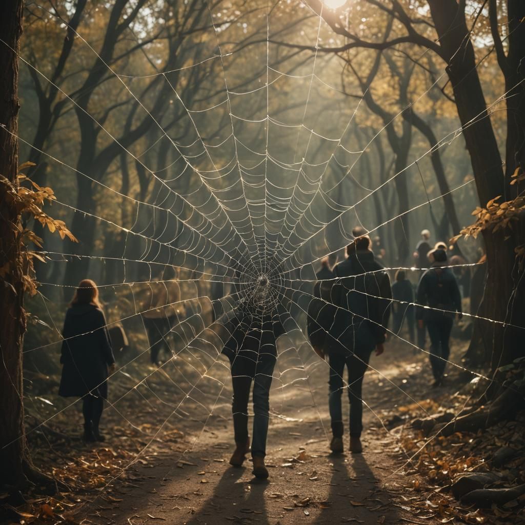 Eerie Spider Web Encounter in Cinematic Style