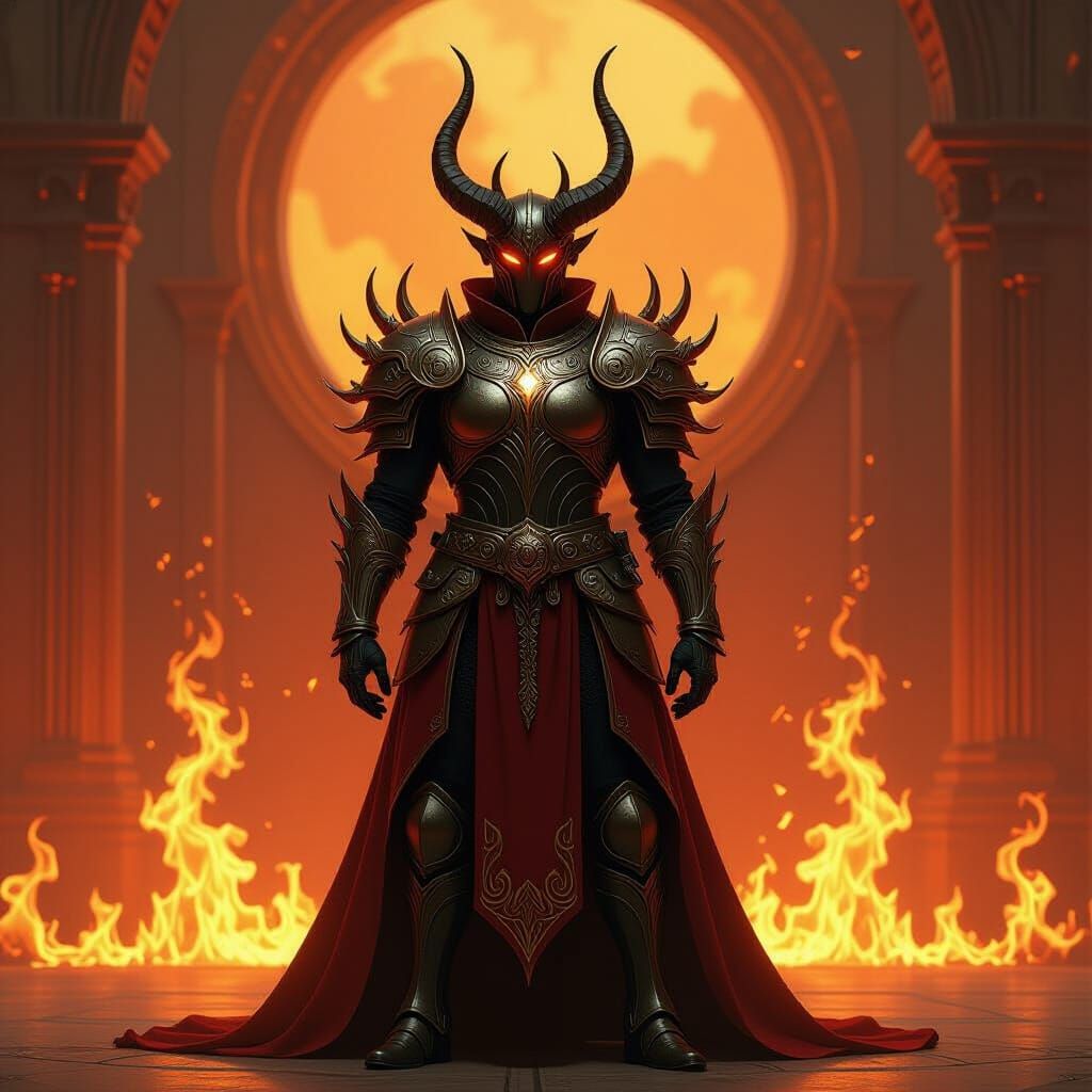 Majestic Devil in Fiery Armor, Digital Art