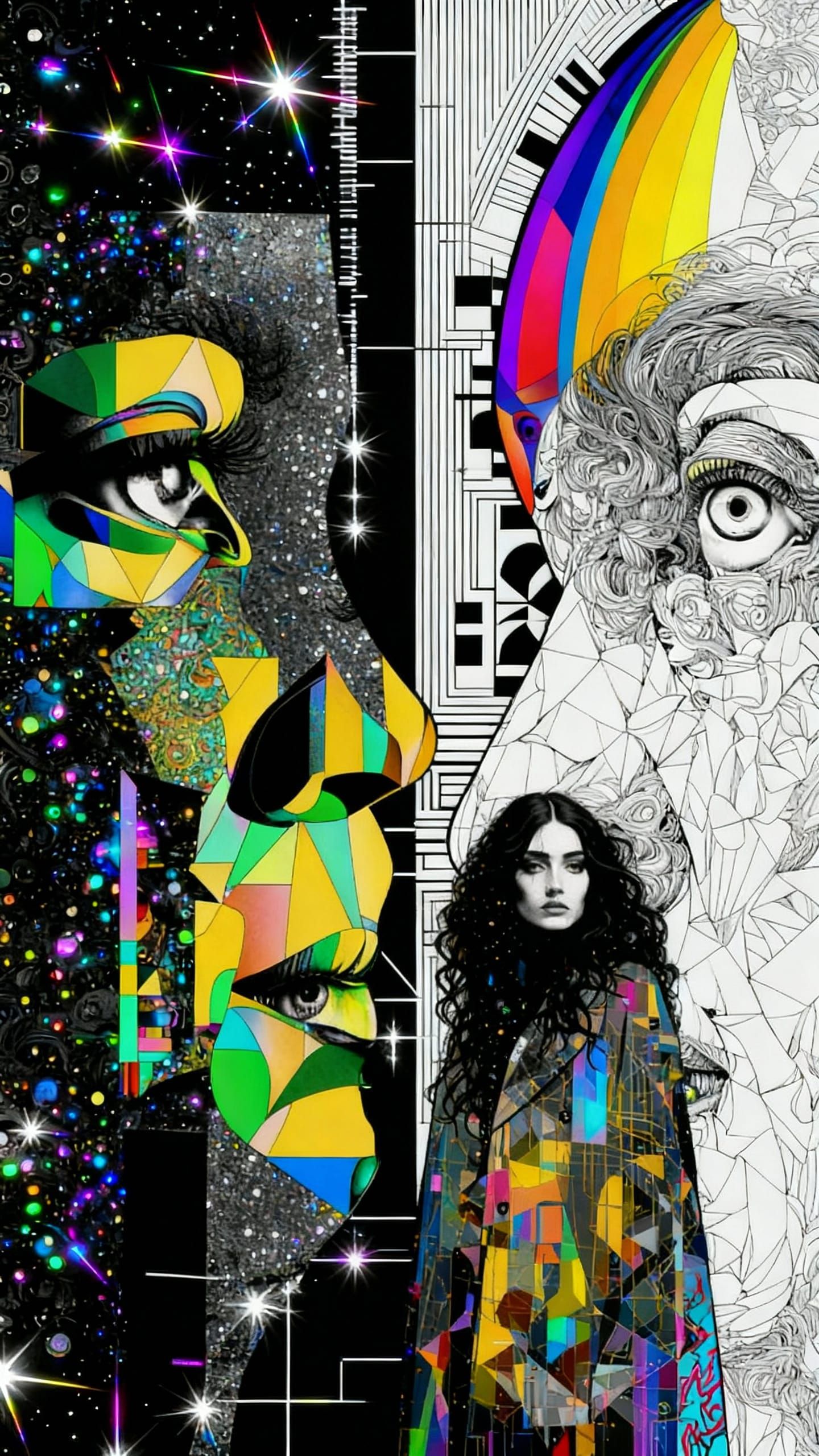 Bohemian Couple in Surreal Cyber Matrix Reality