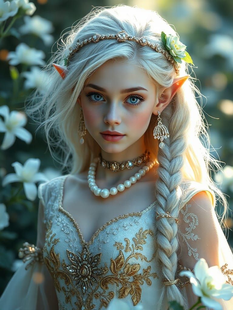 Ethereal Elven Princess in Enchanted Forest