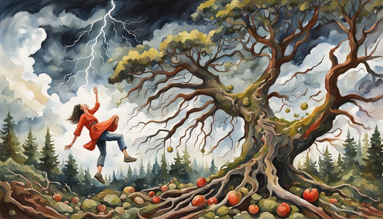 Dismembered Figure Falling: Gouache Watercolor Impressionism