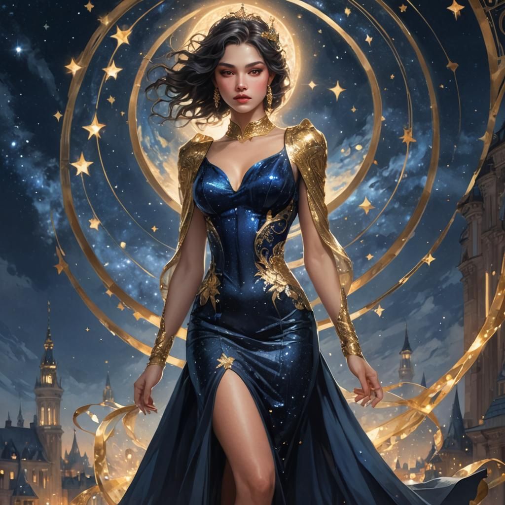 Sapphire Witch Portrait in Hyperdetailed Style