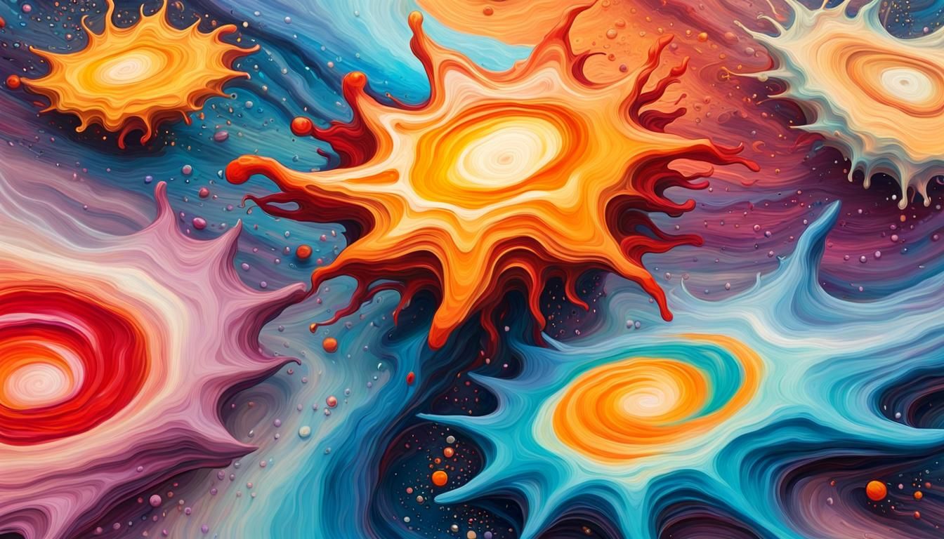 Vivid Stars in Cosmic Maelstrom: Impasto Oil Painting