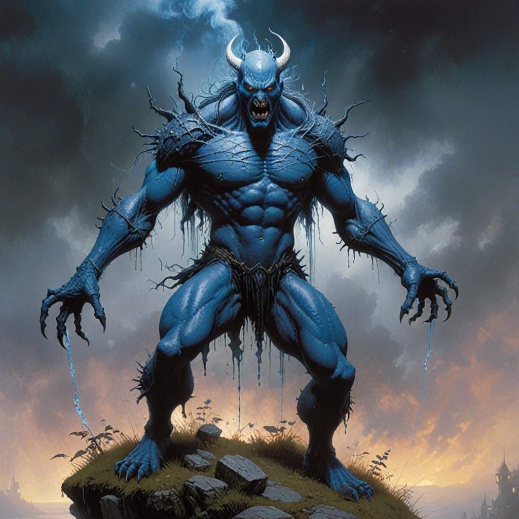 Blue Grimdark Image in a Dark Fantasy Style