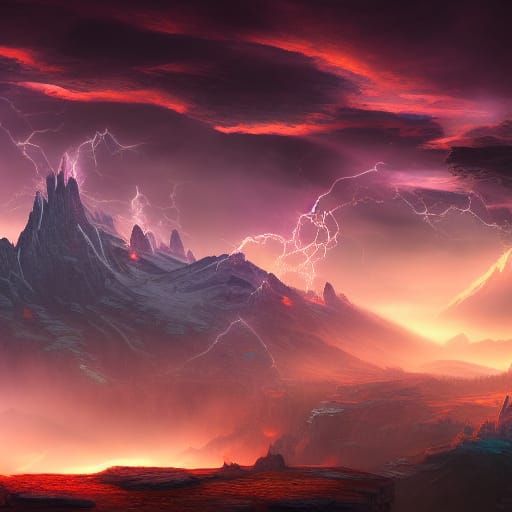 Fantastical Mountain Bridge in Detailed Matte Painting
