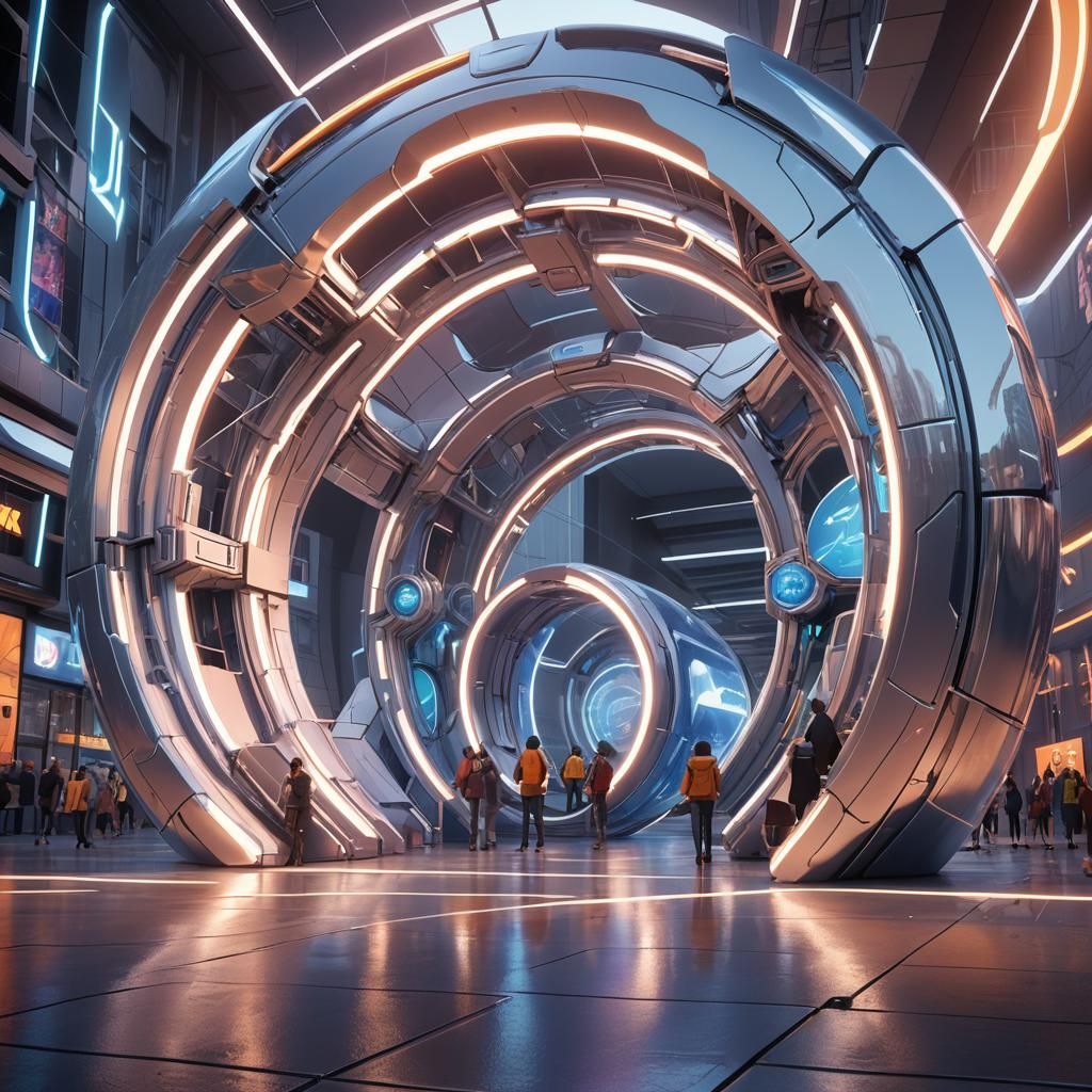 Futuristic Portal in Pixar Style, Syd Mead Inspired