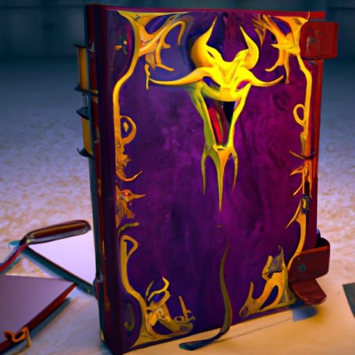 Hyperdetailed Devil's Book in Purple and Yellow
