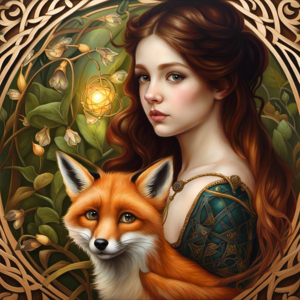 Toddler and Fox Celtic Knot Portrait