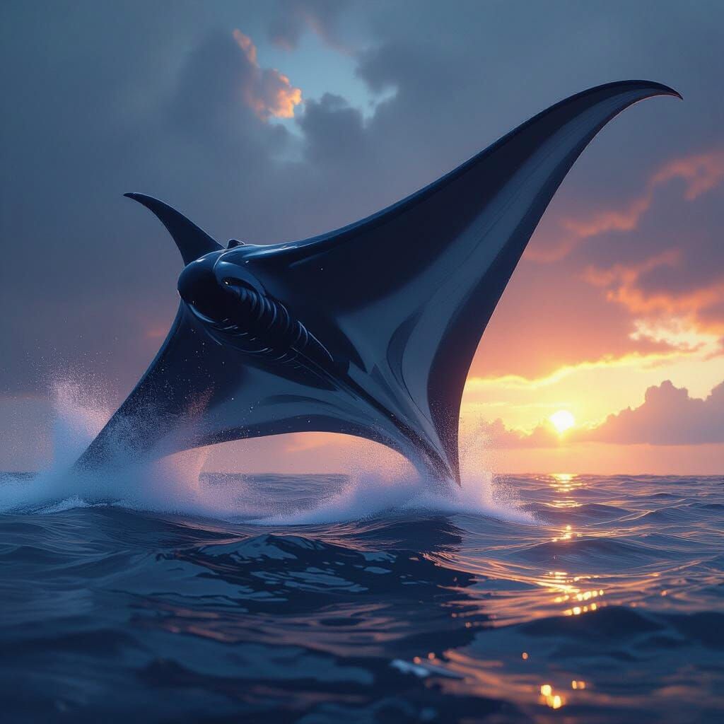 Majestic Stormray in Open Ocean, Digital Art