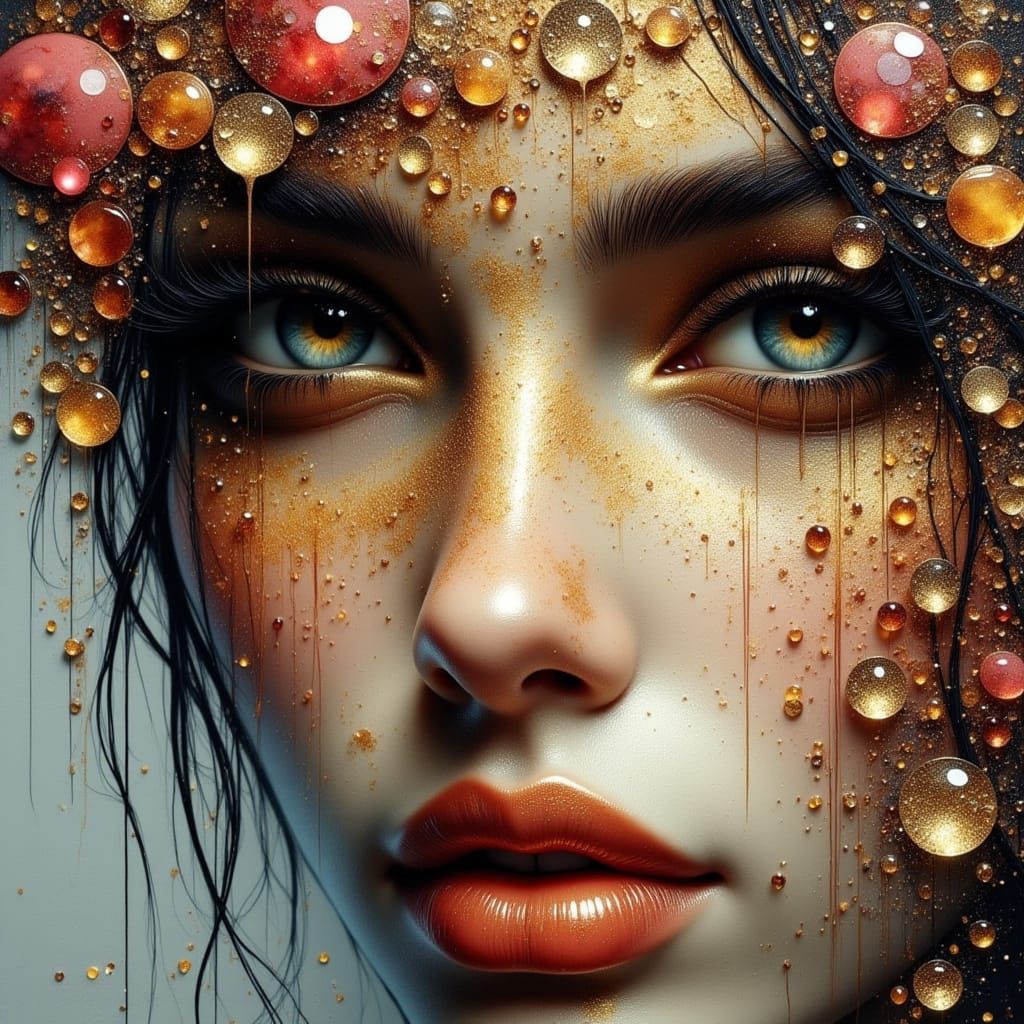 Mysterious Beauty Portrait with Diamonds and Gold