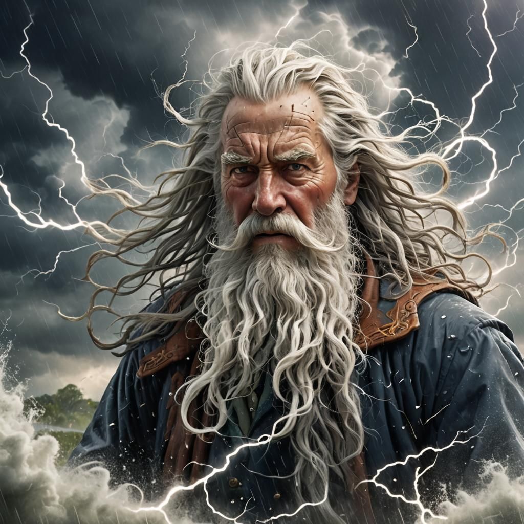 Pixar-Style Old Man Battling a Storm