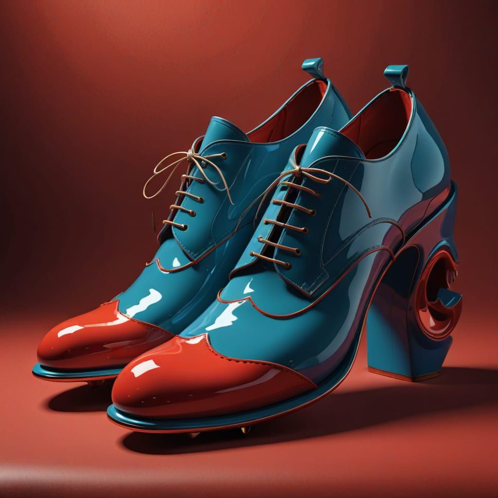 Surreal Shoe Sculpture with Red Velvet Interior and Pop Art ...
