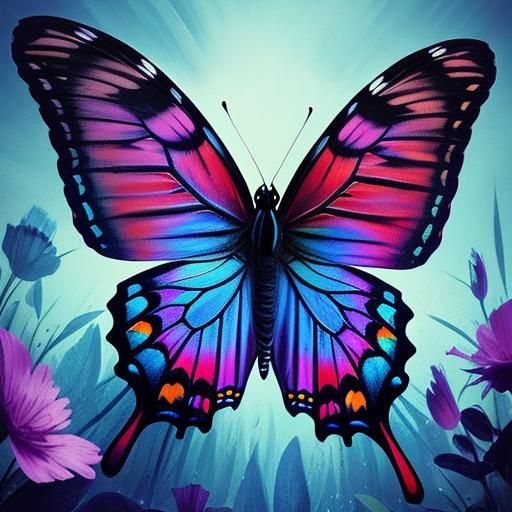 Hyperrealistic Butterfly Wing in Splash Art Style