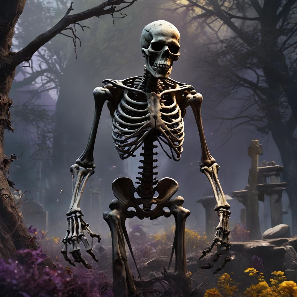 Zombie Skeleton Rising: Dark Fantasy Art Nouveau