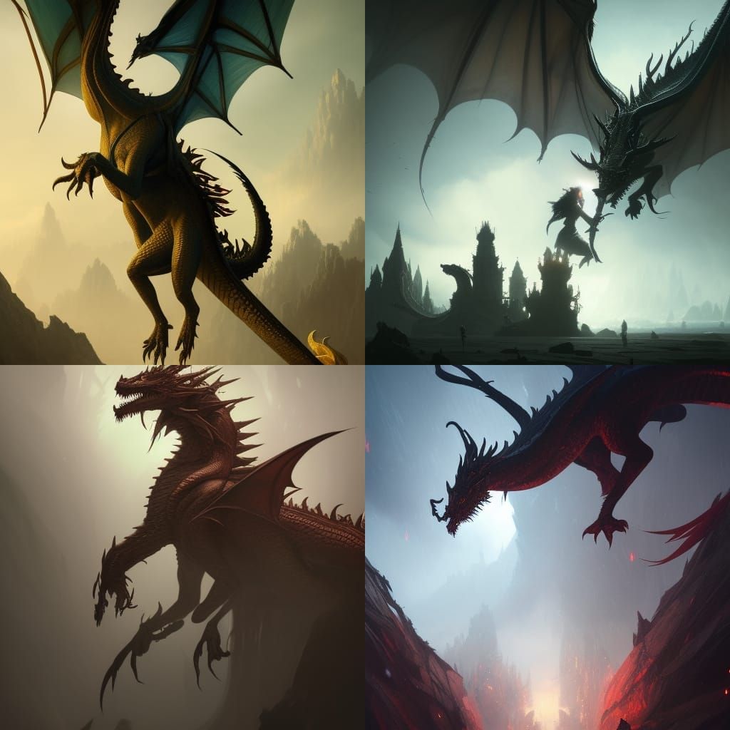 Majestic Dragon Art in Dark Fantasy Style