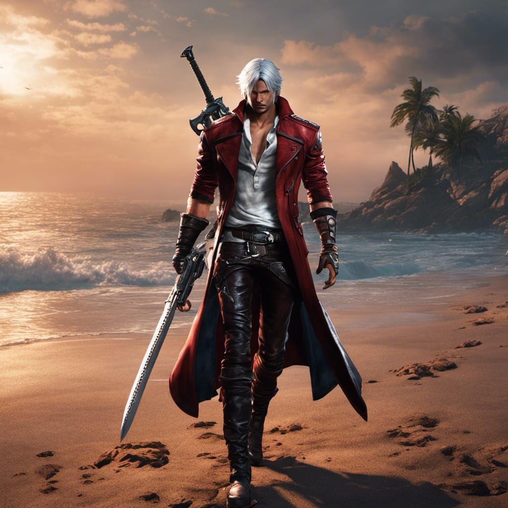 Dante on the Beach: Hyperdetailed Dark Fantasy Art