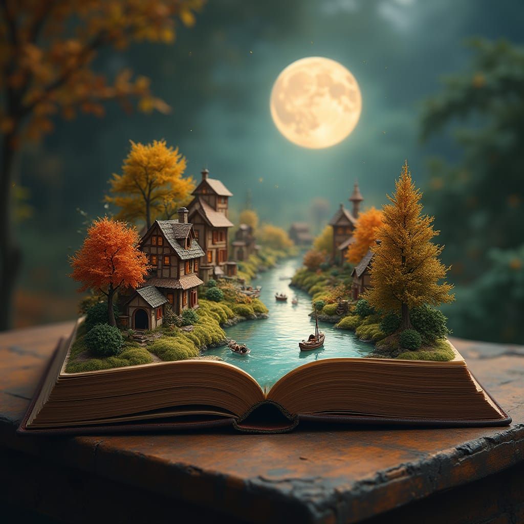Magical Book Opens to Reveal Fantasy Landscape