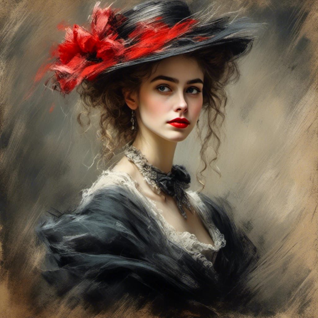 Victorian Portrait with Rembrandt Lighting and Chalk Art