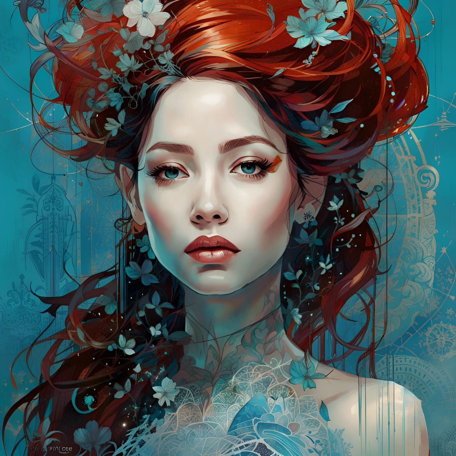 Gorgeous Princess Portrait with Filigree and Aura