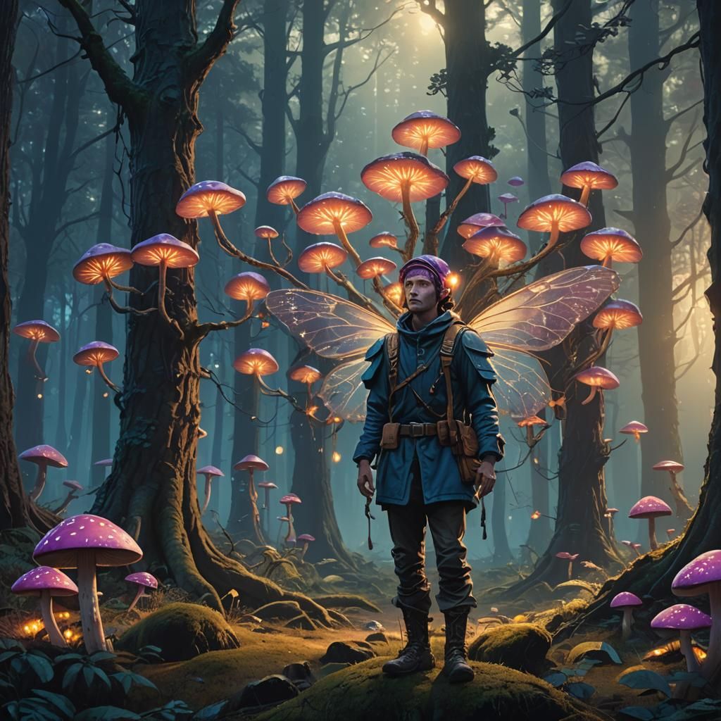 Fairy Elf in Mystical Forest, Matte Painting